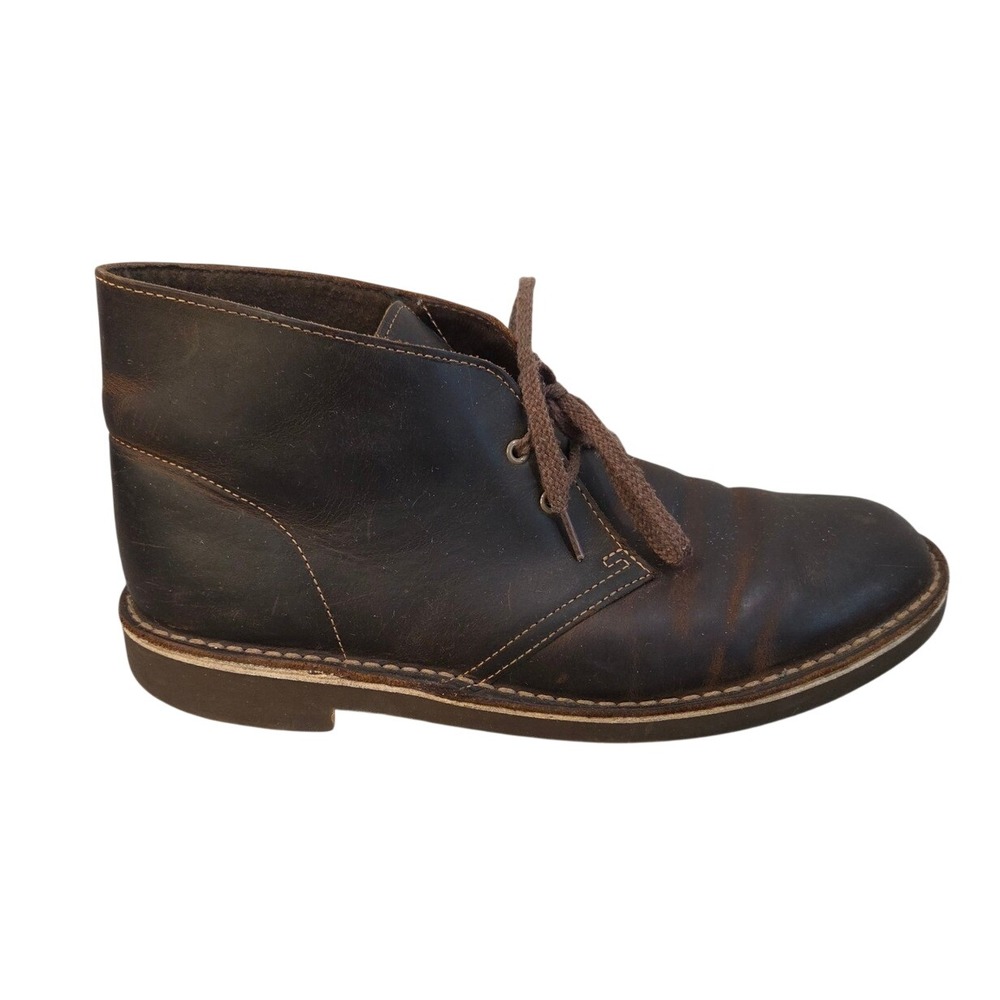 Clarks Mens Brown Leather Desert Chukka Boots 9 Crepe Sole Ankle Casual Rustic